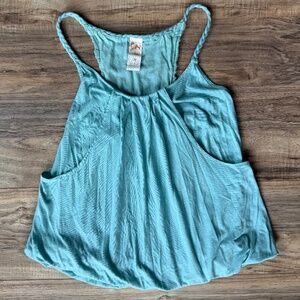 EUC - Anthro Lace Back Bubble Hem Tank M